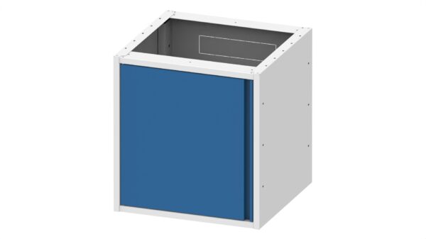 Container with door and shelf