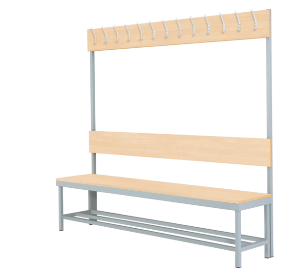 One-sided cloakroom bench with hooks - Image 2