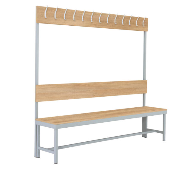 One-sided cloakroom bench with hooks - Image 2